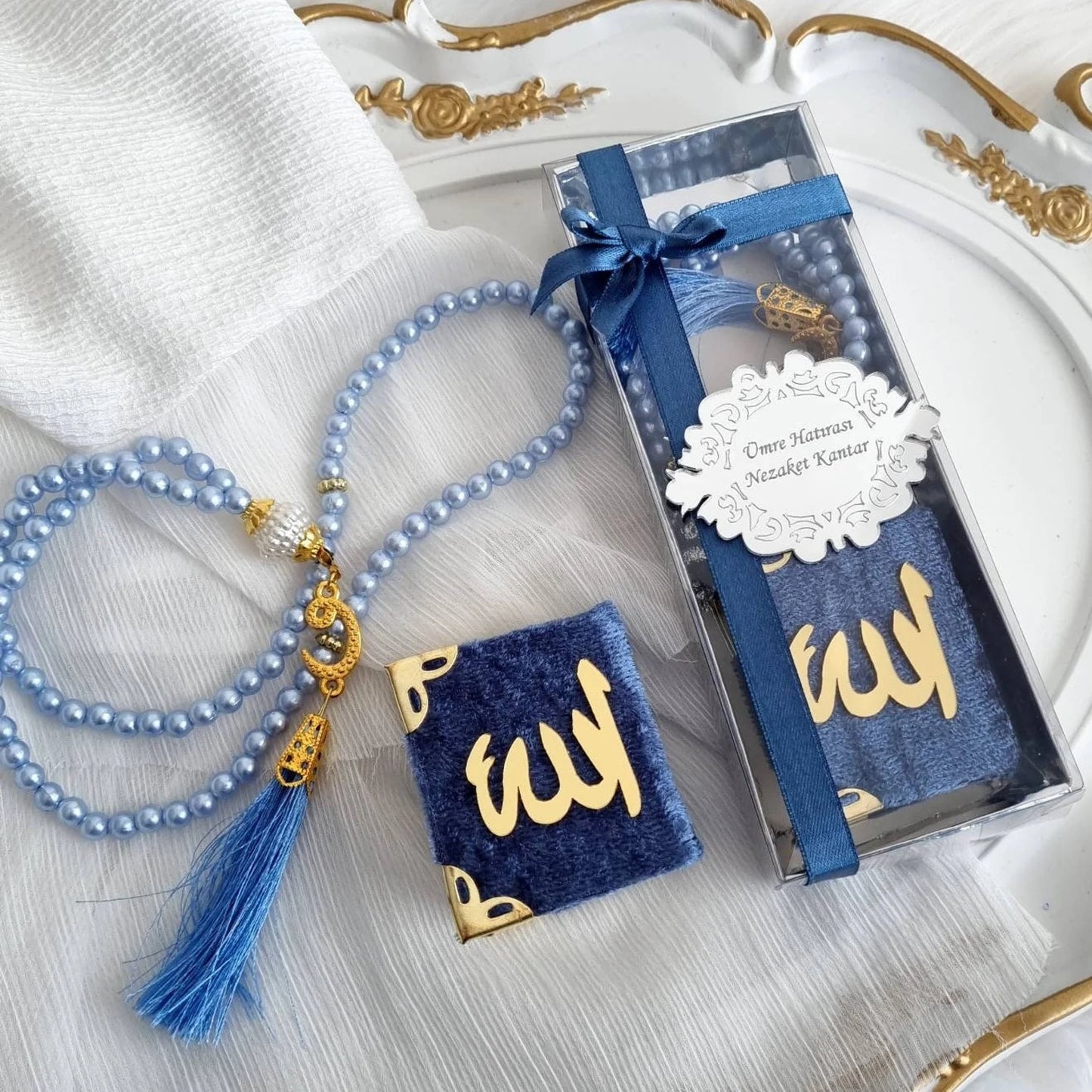 Luxury Velvet Mini Quran & Tasbih Gift Set – Islamic Favors